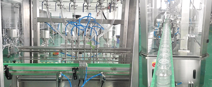 六頭自流式液體灌裝機細節(jié)圖